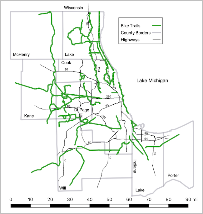 Map of Chicagoland Bike Trails