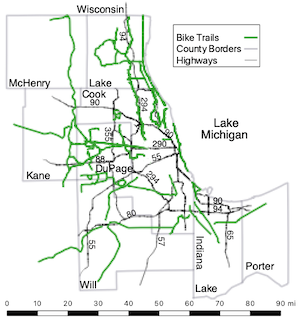 Map of Chicagoland Bike Trails